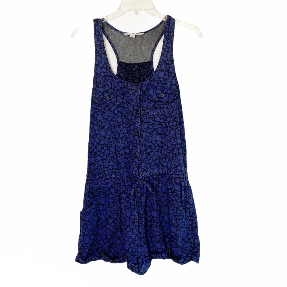 American Eagle Navy Black Ditsy floral Romper shorts S